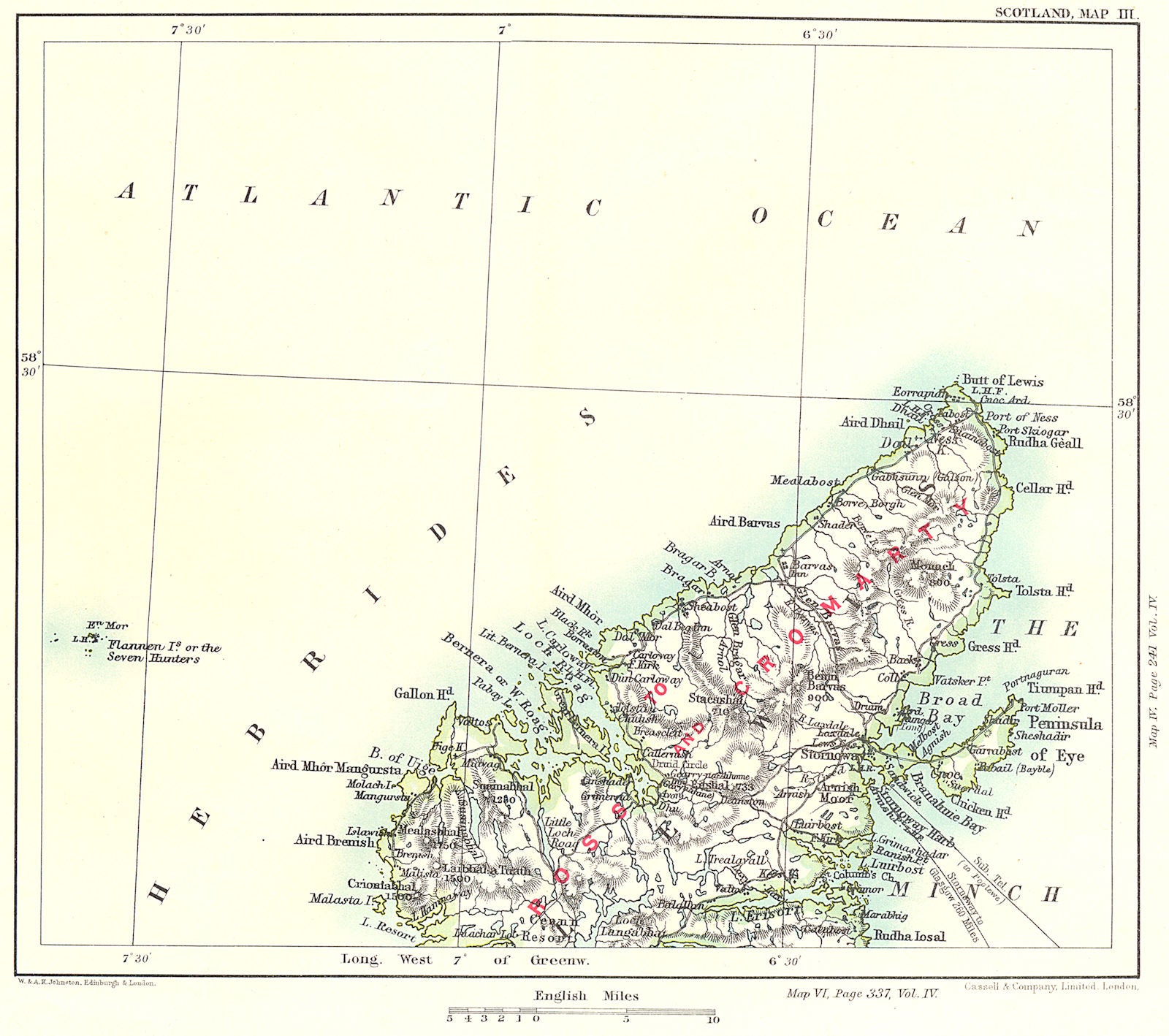 ISLE OF LEWIS. Hebrides. Ross & Cromarty. Stornoway The Minch Sheabost 1893 map